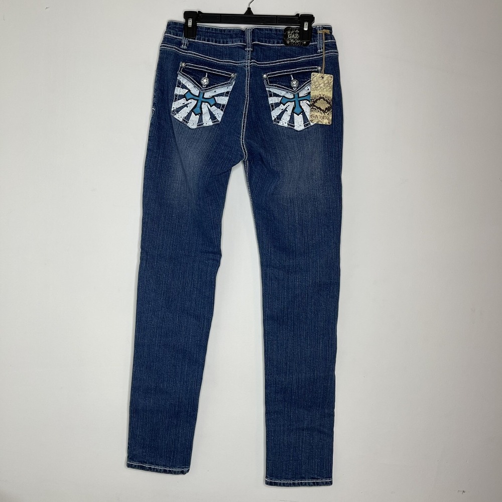 Gazoz Jeans Womens Size 8 Straight‎ Leg Denim Inseam 32" Cross Pants